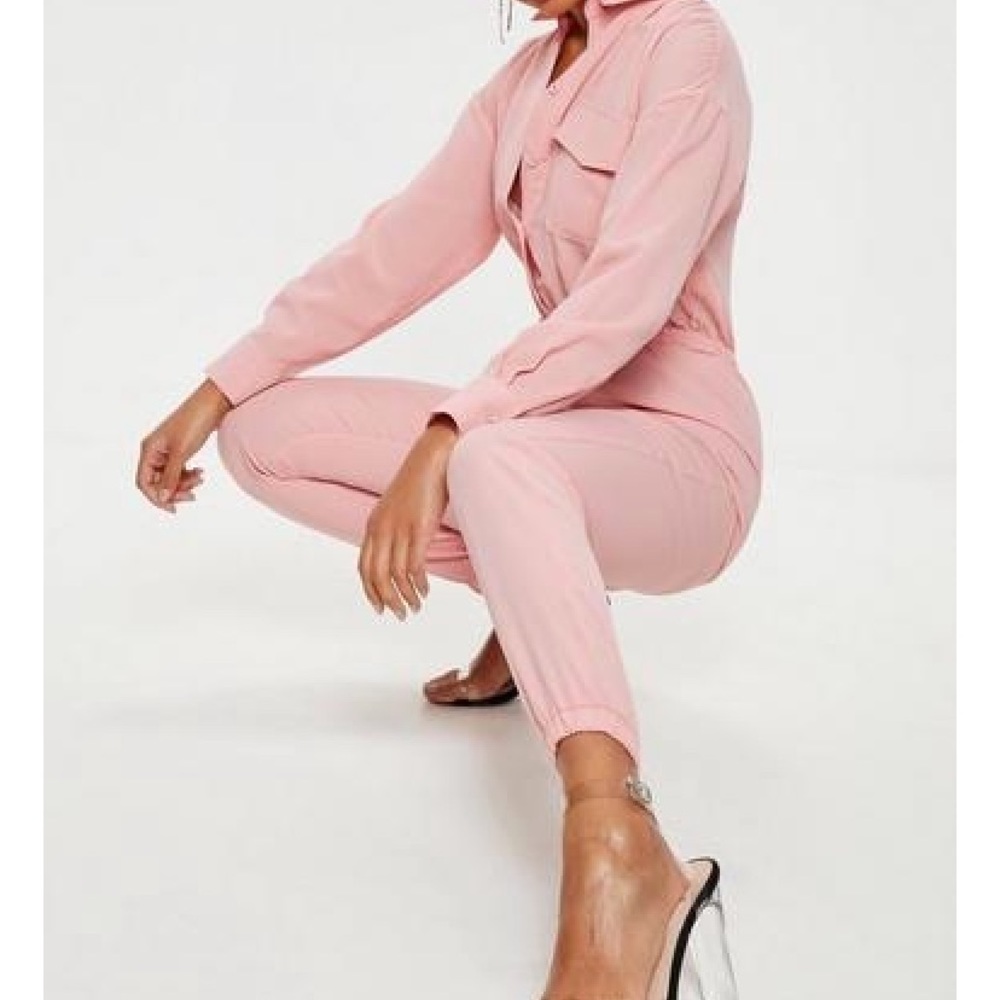 Pink utility jumpsuit